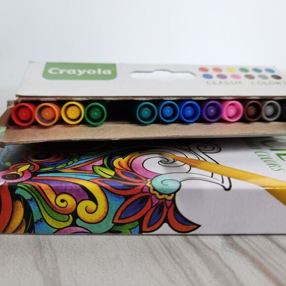 Lot of 2-Crayola Adult Coloring 12Ct Fine Line Markers and 24Ct. Colored Pencils - Picture 6 of 10